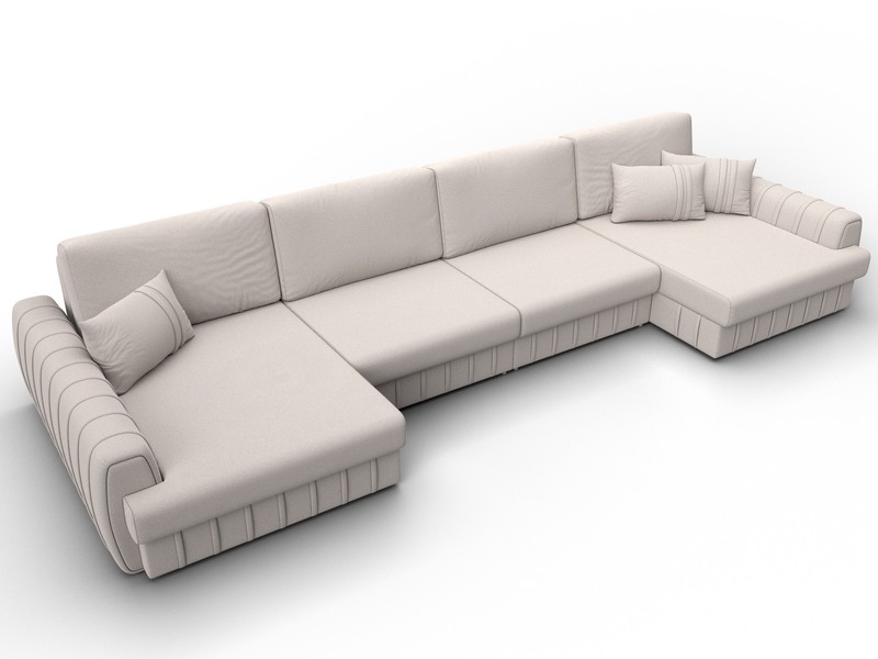 Диван П-образный Лига-057 НПБ Лонг, Замша, JOLY 05 бежевый