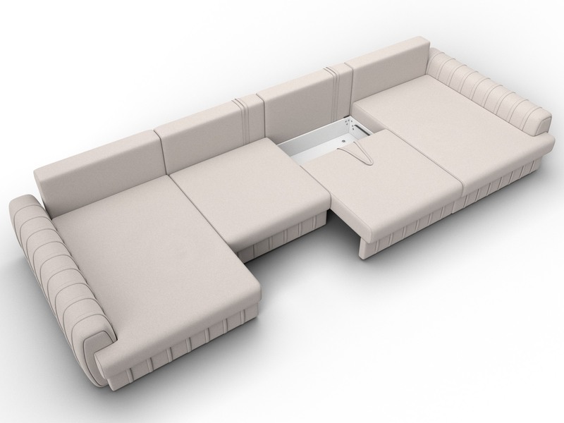 Диван П-образный Лига-057 НПБ Лонг, Замша, JOLY 05 бежевый