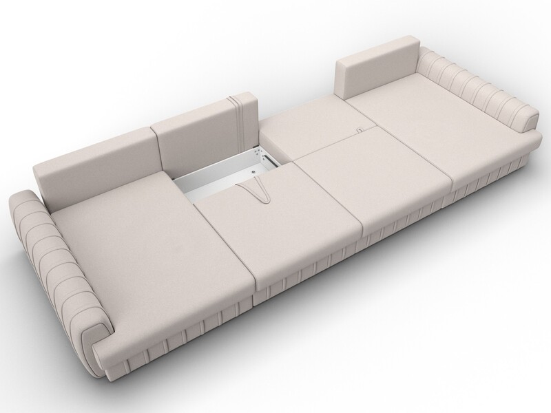 Диван П-образный Лига-057 НПБ Лонг, Замша, JOLY 05 бежевый