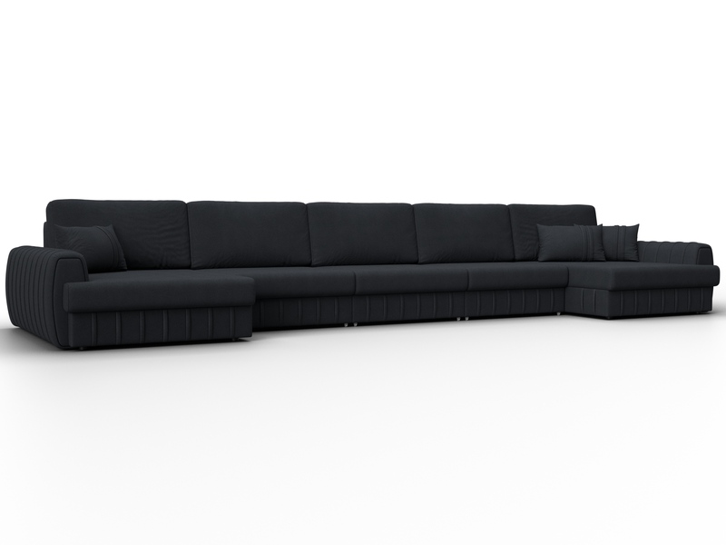 Диван П-образный Лига-057 НПБ МегаЛонг, Замша, JOLY 16 темно-серый