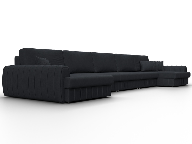 Диван П-образный Лига-057 НПБ МегаЛонг, Замша, JOLY 16 темно-серый