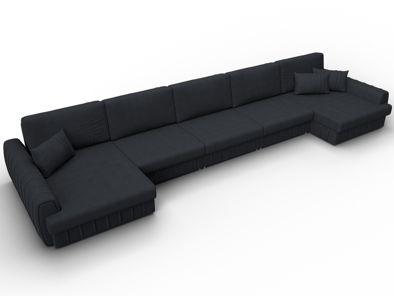 Диван П-образный Лига-057 НПБ МегаЛонг, Замша, JOLY 16 темно-серый