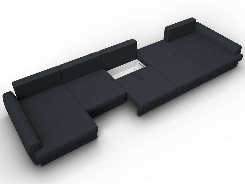 Диван П-образный Лига-057 НПБ МегаЛонг, Замша, JOLY 16 темно-серый