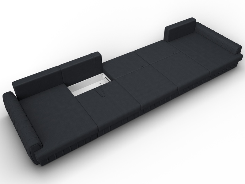 Диван П-образный Лига-057 НПБ МегаЛонг, Замша, JOLY 16 темно-серый