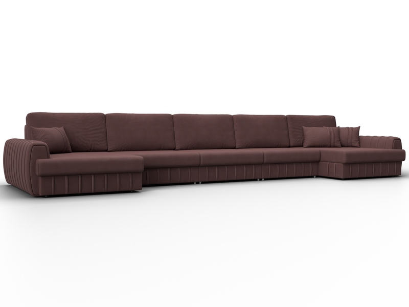 Диван П-образный Лига-057 НПБ МегаЛонг, Замша, JOLY 09 бордовый
