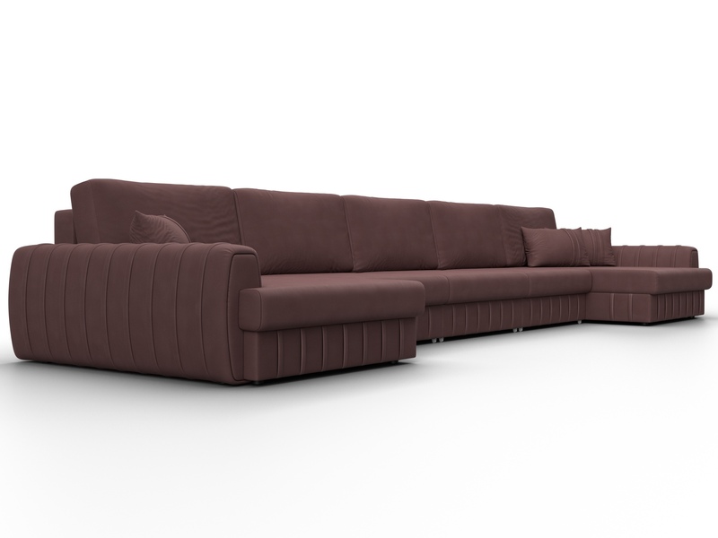 Диван П-образный Лига-057 НПБ МегаЛонг, Замша, JOLY 09 бордовый