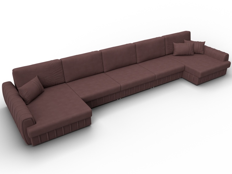 Диван П-образный Лига-057 НПБ МегаЛонг, Замша, JOLY 09 бордовый