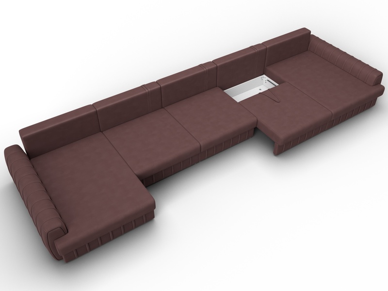 Диван П-образный Лига-057 НПБ МегаЛонг, Замша, JOLY 09 бордовый