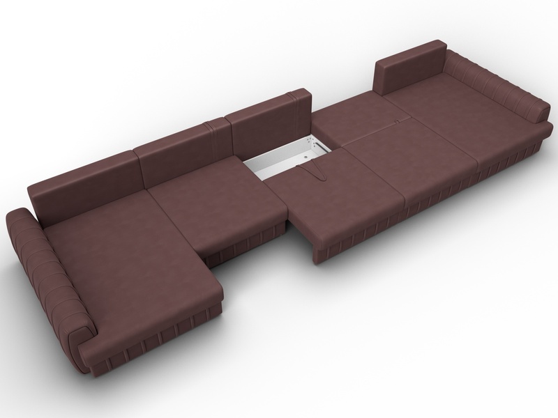 Диван П-образный Лига-057 НПБ МегаЛонг, Замша, JOLY 09 бордовый