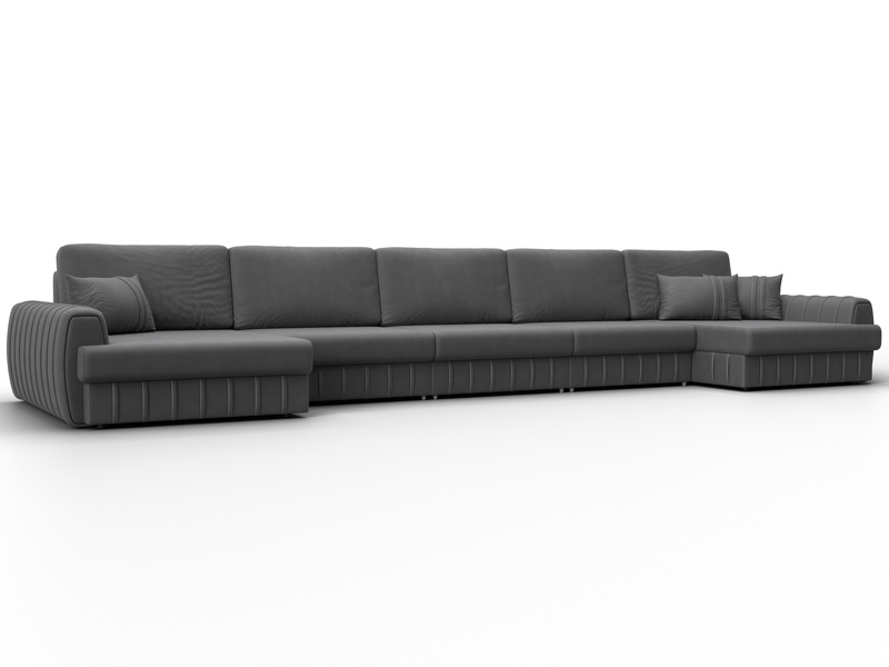 Диван П-образный Лига-057 НПБ МегаЛонг, Замша, JOLY 13 серый