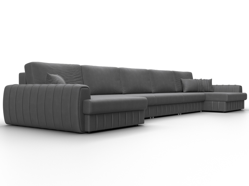 Диван П-образный Лига-057 НПБ МегаЛонг, Замша, JOLY 13 серый