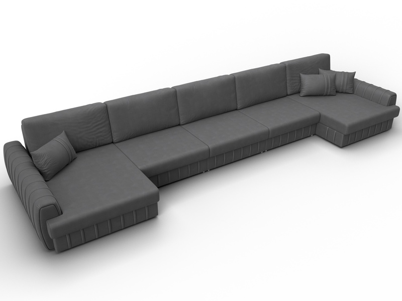 Диван П-образный Лига-057 НПБ МегаЛонг, Замша, JOLY 13 серый