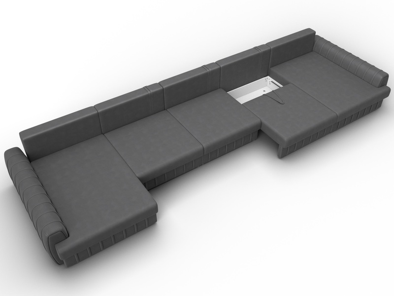 Диван П-образный Лига-057 НПБ МегаЛонг, Замша, JOLY 13 серый