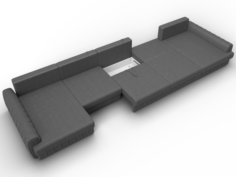 Диван П-образный Лига-057 НПБ МегаЛонг, Замша, JOLY 13 серый