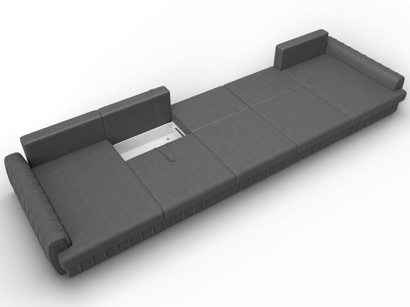 Диван П-образный Лига-057 НПБ МегаЛонг, Замша, JOLY 13 серый