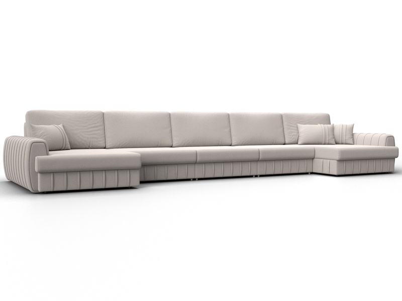 Диван П-образный Лига-057 НПБ МегаЛонг, Замша, JOLY 05 бежевый