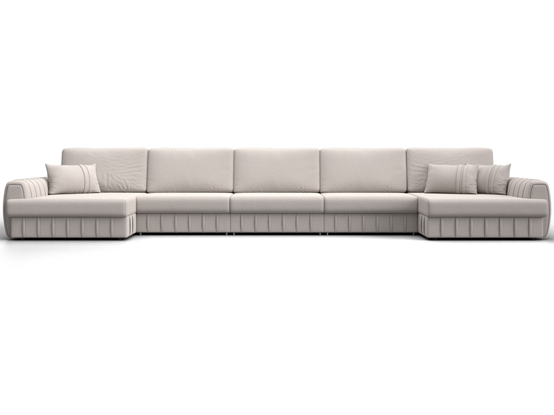 Диван П-образный Лига-057 НПБ МегаЛонг, Замша, JOLY 05 бежевый