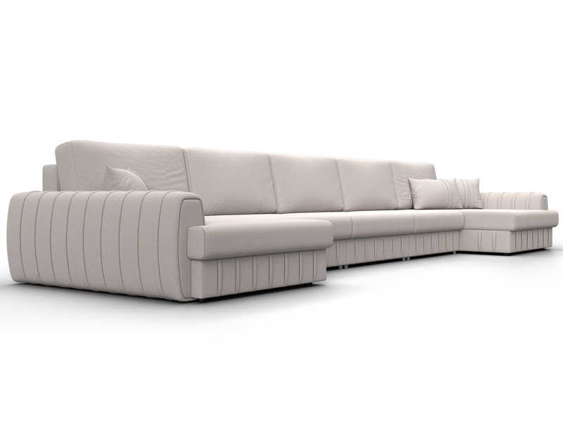 Диван П-образный Лига-057 НПБ МегаЛонг, Замша, JOLY 05 бежевый