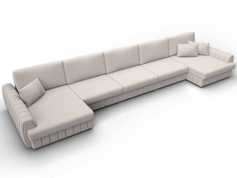 Диван П-образный Лига-057 НПБ МегаЛонг, Замша, JOLY 05 бежевый