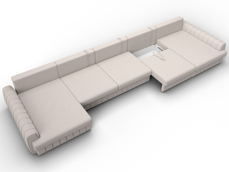 Диван П-образный Лига-057 НПБ МегаЛонг, Замша, JOLY 05 бежевый