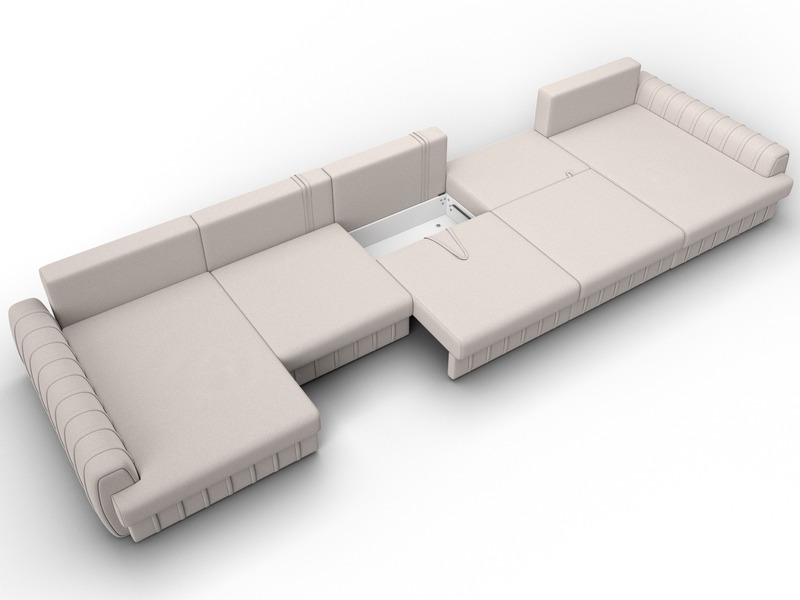 Диван П-образный Лига-057 НПБ МегаЛонг, Замша, JOLY 05 бежевый