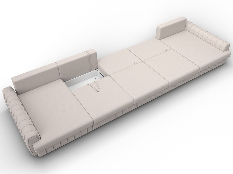 Диван П-образный Лига-057 НПБ МегаЛонг, Замша, JOLY 05 бежевый