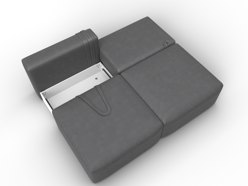 Диван прямой модульный Лига-060 НПБ, Замша, JOLY 13 серый