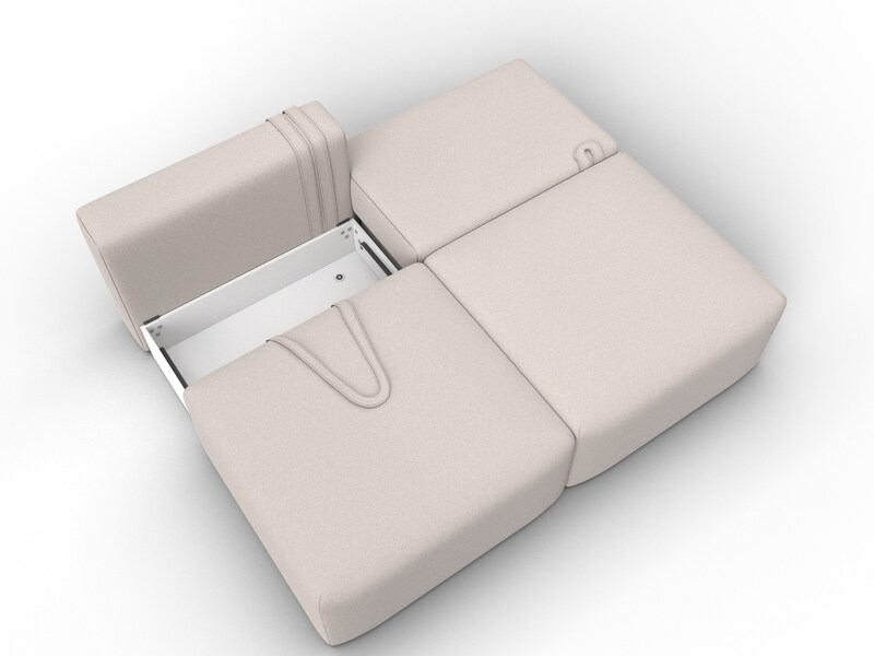 Диван прямой модульный Лига-060 НПБ, Замша, JOLY 05 бежевый