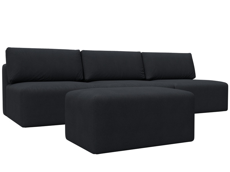 Диван прямой модульный с пуфом Лига-060 НПБ Лонг, Замша, JOLY 16 темно-серый