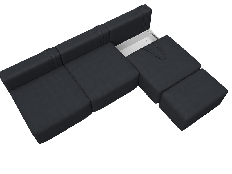 Диван прямой модульный с пуфом Лига-060 НПБ Лонг, Замша, JOLY 16 темно-серый