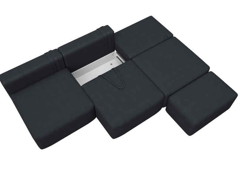 Диван прямой модульный с пуфом Лига-060 НПБ Лонг, Замша, JOLY 16 темно-серый