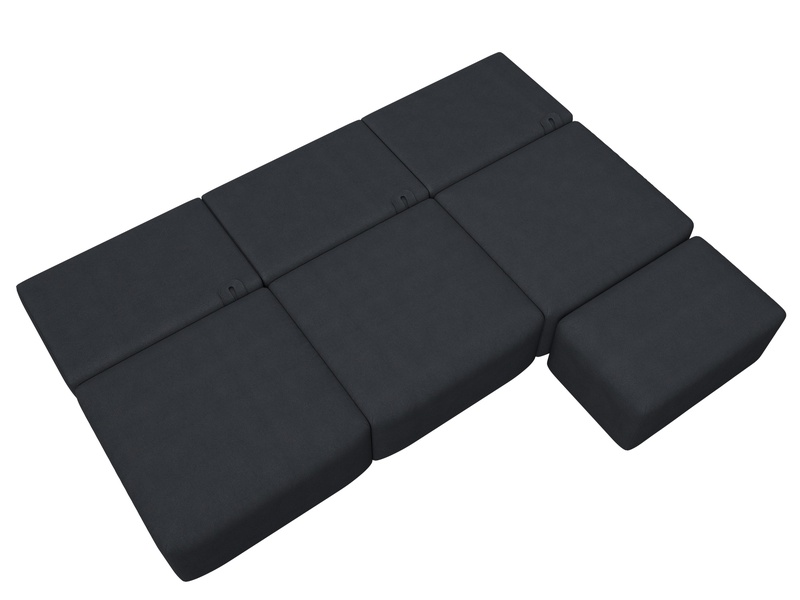 Диван прямой модульный с пуфом Лига-060 НПБ Лонг, Замша, JOLY 16 темно-серый