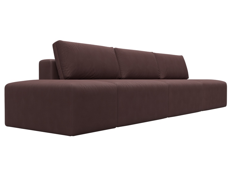Диван прямой модульный с пуфом Лига-060 НПБ Лонг, Замша, JOLY 09 бордовый