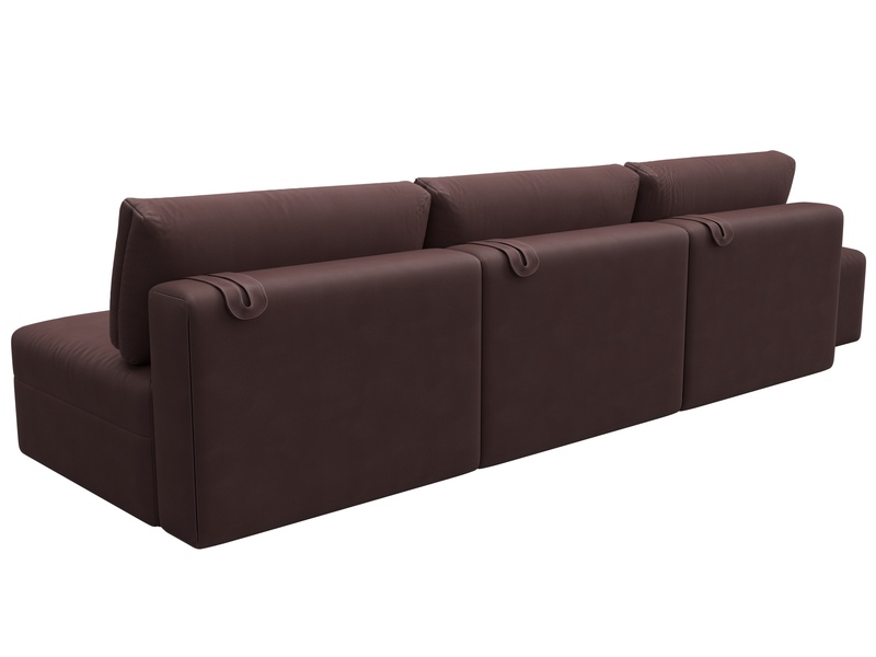 Диван прямой модульный с пуфом Лига-060 НПБ Лонг, Замша, JOLY 09 бордовый