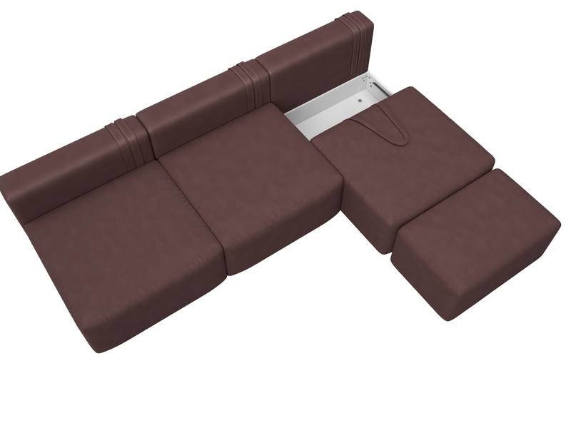Диван прямой модульный с пуфом Лига-060 НПБ Лонг, Замша, JOLY 09 бордовый