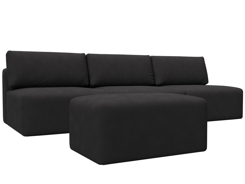 Диван прямой модульный с пуфом Лига-060 НПБ Лонг, Замша, JOLY 08 коричневый