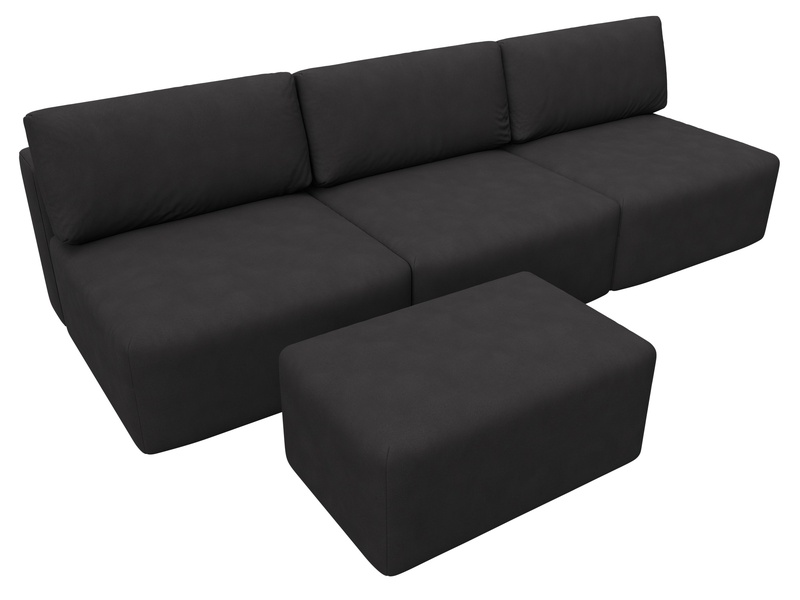 Диван прямой модульный с пуфом Лига-060 НПБ Лонг, Замша, JOLY 08 коричневый