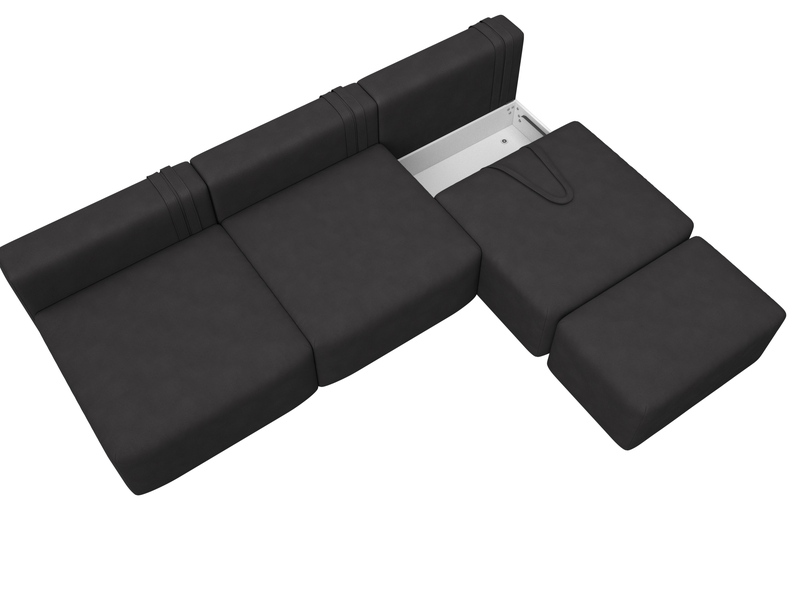 Диван прямой модульный с пуфом Лига-060 НПБ Лонг, Замша, JOLY 08 коричневый