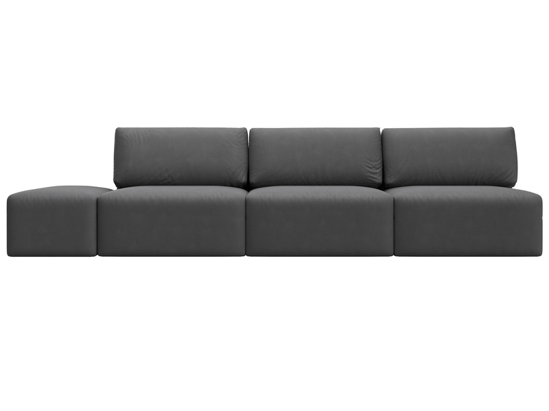 Диван прямой модульный с пуфом Лига-060 НПБ Лонг, Замша, JOLY 13 серый