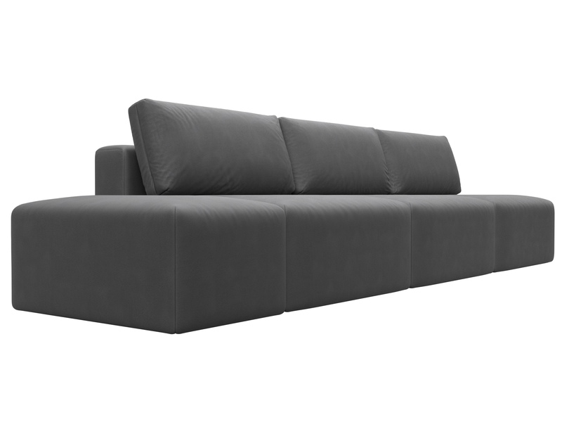 Диван прямой модульный с пуфом Лига-060 НПБ Лонг, Замша, JOLY 13 серый