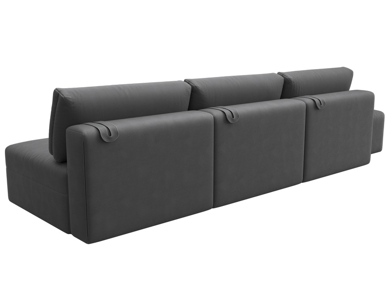 Диван прямой модульный с пуфом Лига-060 НПБ Лонг, Замша, JOLY 13 серый