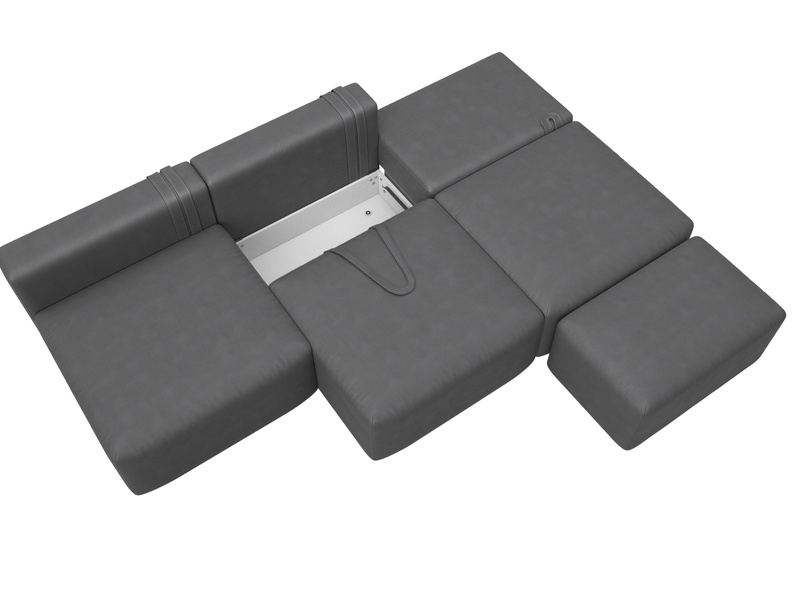 Диван прямой модульный с пуфом Лига-060 НПБ Лонг, Замша, JOLY 13 серый