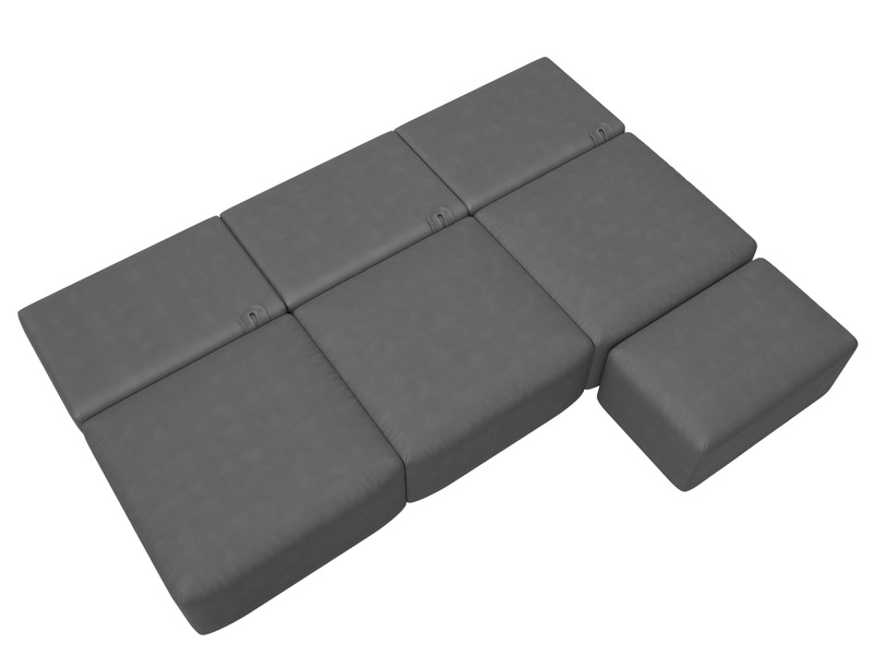 Диван прямой модульный с пуфом Лига-060 НПБ Лонг, Замша, JOLY 13 серый