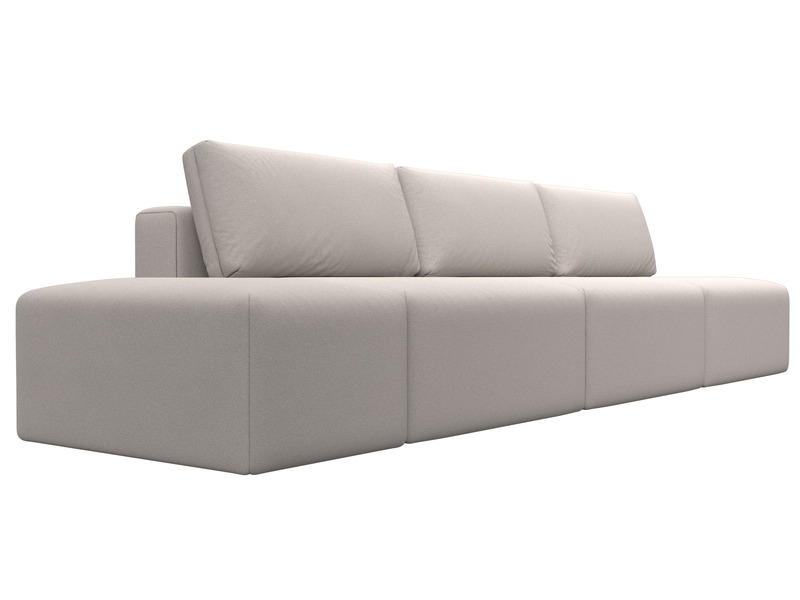 Диван прямой модульный с пуфом Лига-060 НПБ Лонг, Замша, JOLY 05 бежевый