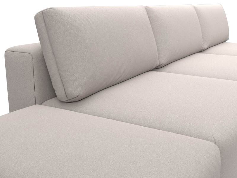 Диван прямой модульный с пуфом Лига-060 НПБ Лонг, Замша, JOLY 05 бежевый