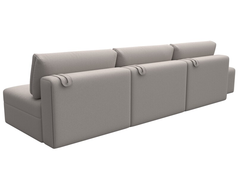 Диван прямой модульный с пуфом Лига-060 НПБ Лонг, Замша, JOLY 05 бежевый