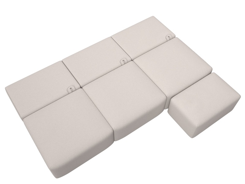 Диван прямой модульный с пуфом Лига-060 НПБ Лонг, Замша, JOLY 05 бежевый