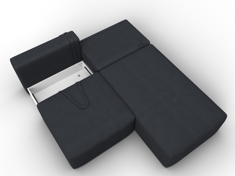 Диван угловой модульный Лига-060 НПБ угол универсальный, Замша, JOLY 16 темно-серый