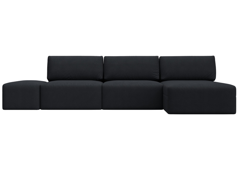 Диван угловой модульный с пуфом Лига-060 НПБ Лонг угол универсальный, Замша, JOLY 16 темно-серый