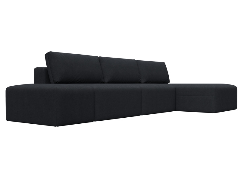 Диван угловой модульный с пуфом Лига-060 НПБ Лонг угол универсальный, Замша, JOLY 16 темно-серый